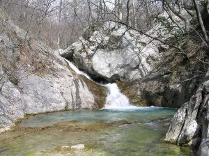 Hiking trails and waterfall in Paklenica